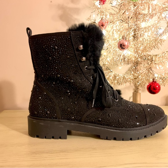 Jessica Simpson Rhinestone Combat Boots Sz 11 - Picture 2 of 5